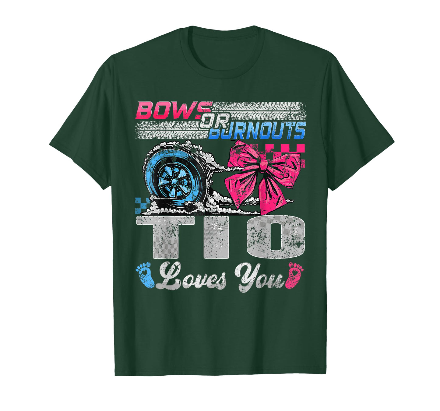 Burnouts or Bows Tio Loves You Gender Reveal Party T-Shirt