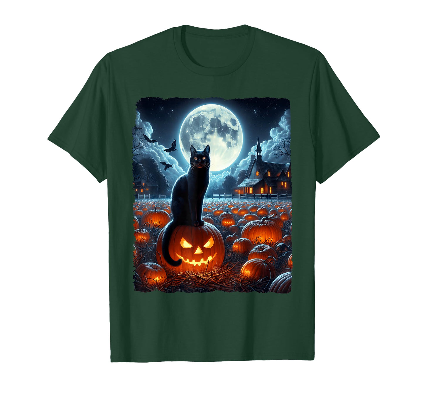 Black Cat Halloween Cat Lovers Starry Night Cat Van Gogh Cat T-Shirt