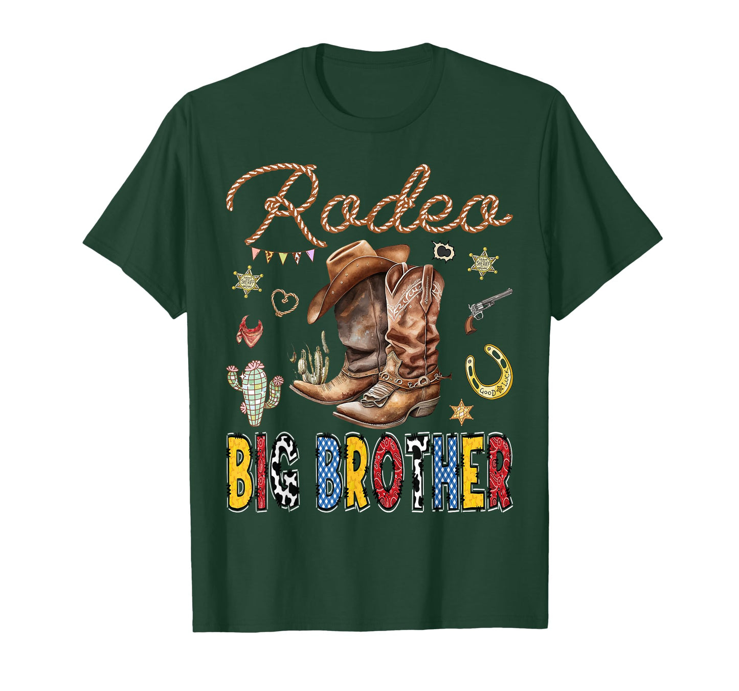 Rodeo Big Brother Western Cowboy Birthday Matching Family T-Shirt