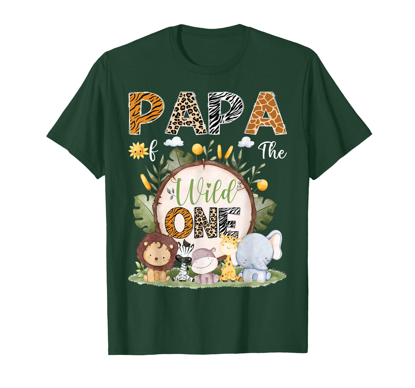 Papa Of The Wild One 1St Birthday Kids Safari Woodland T-Shirt