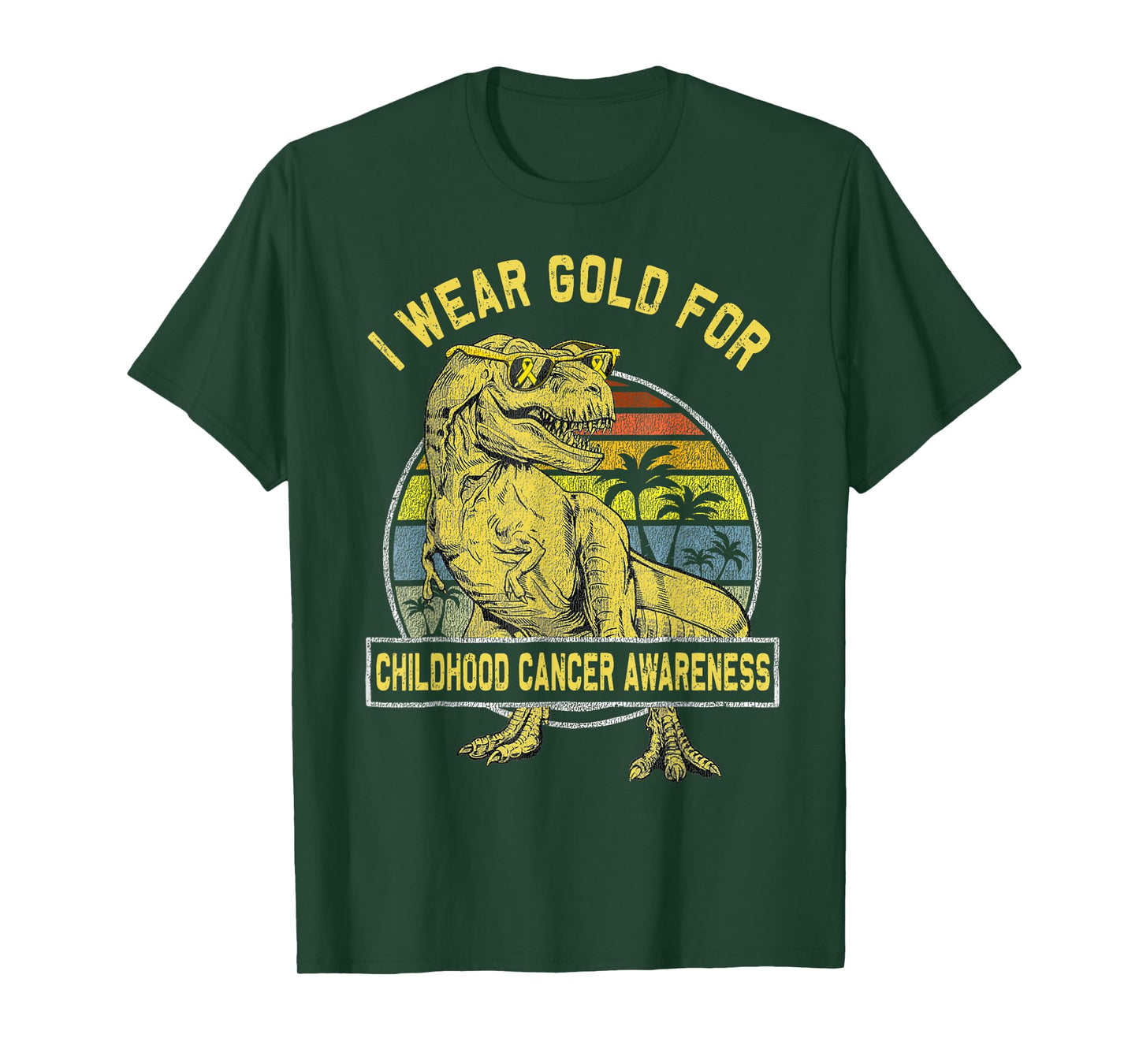 I Wear Gold For Childhood Cancer Awareness Dinosaur Boys T-Shirt