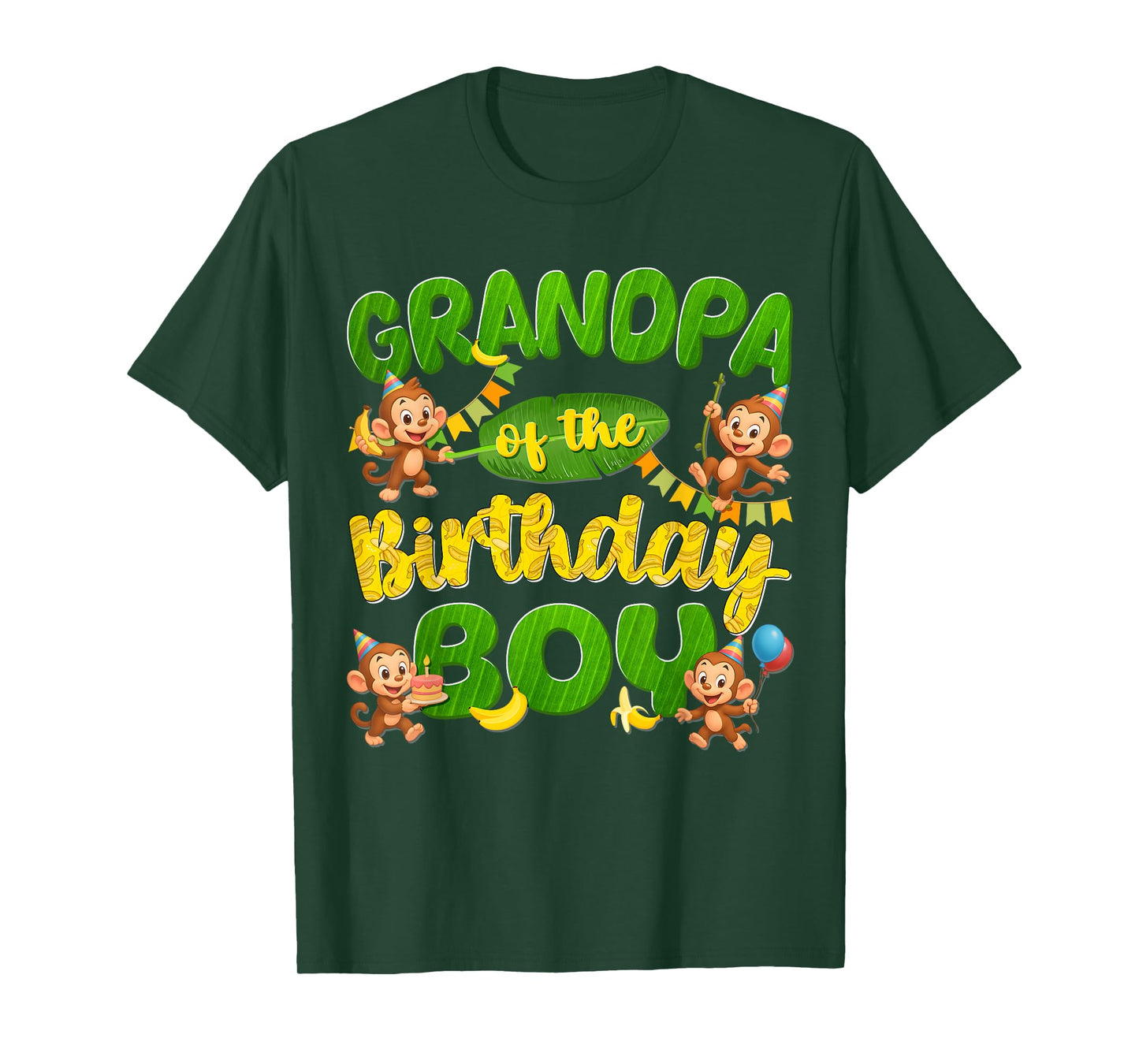 Grandpa Of The Birthday Boy Monkey Family Matching Party T-Shirt