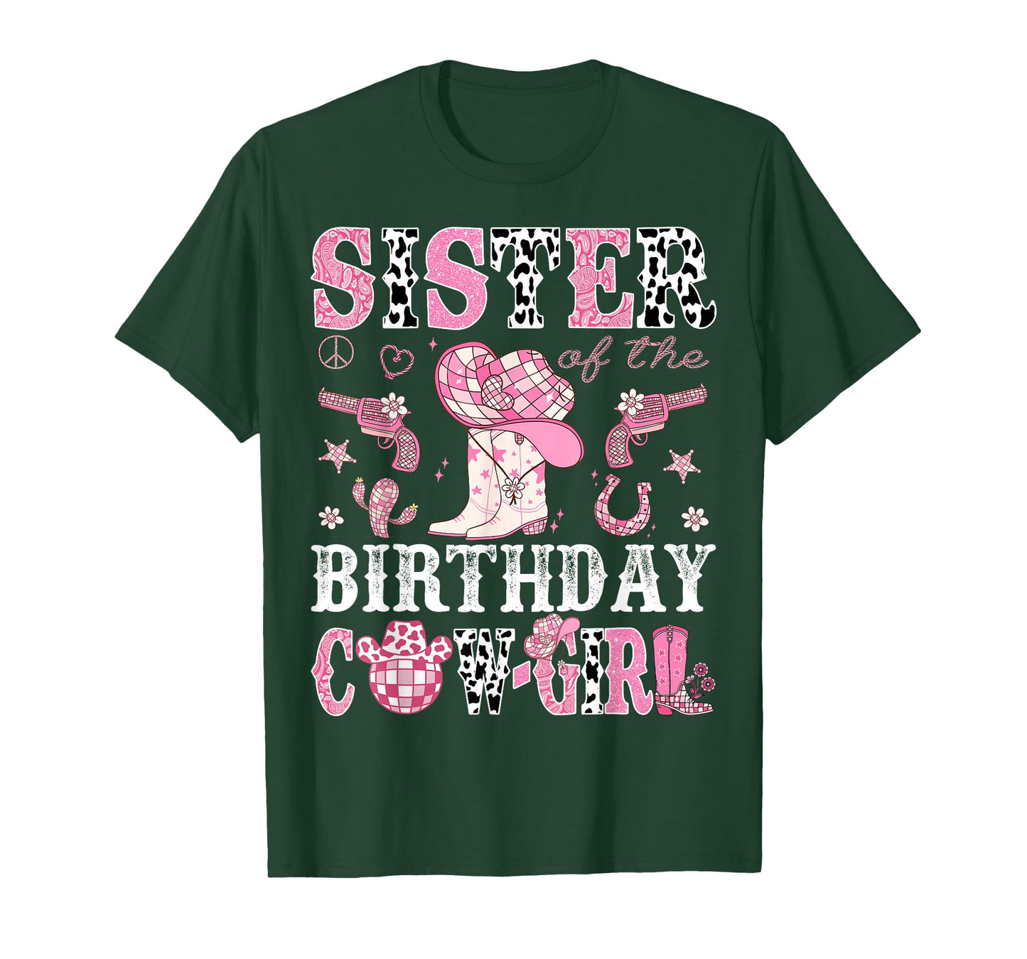 Sister Of The Birthday Cow-Girl Pink Disco Rodeo Western T-Shirt