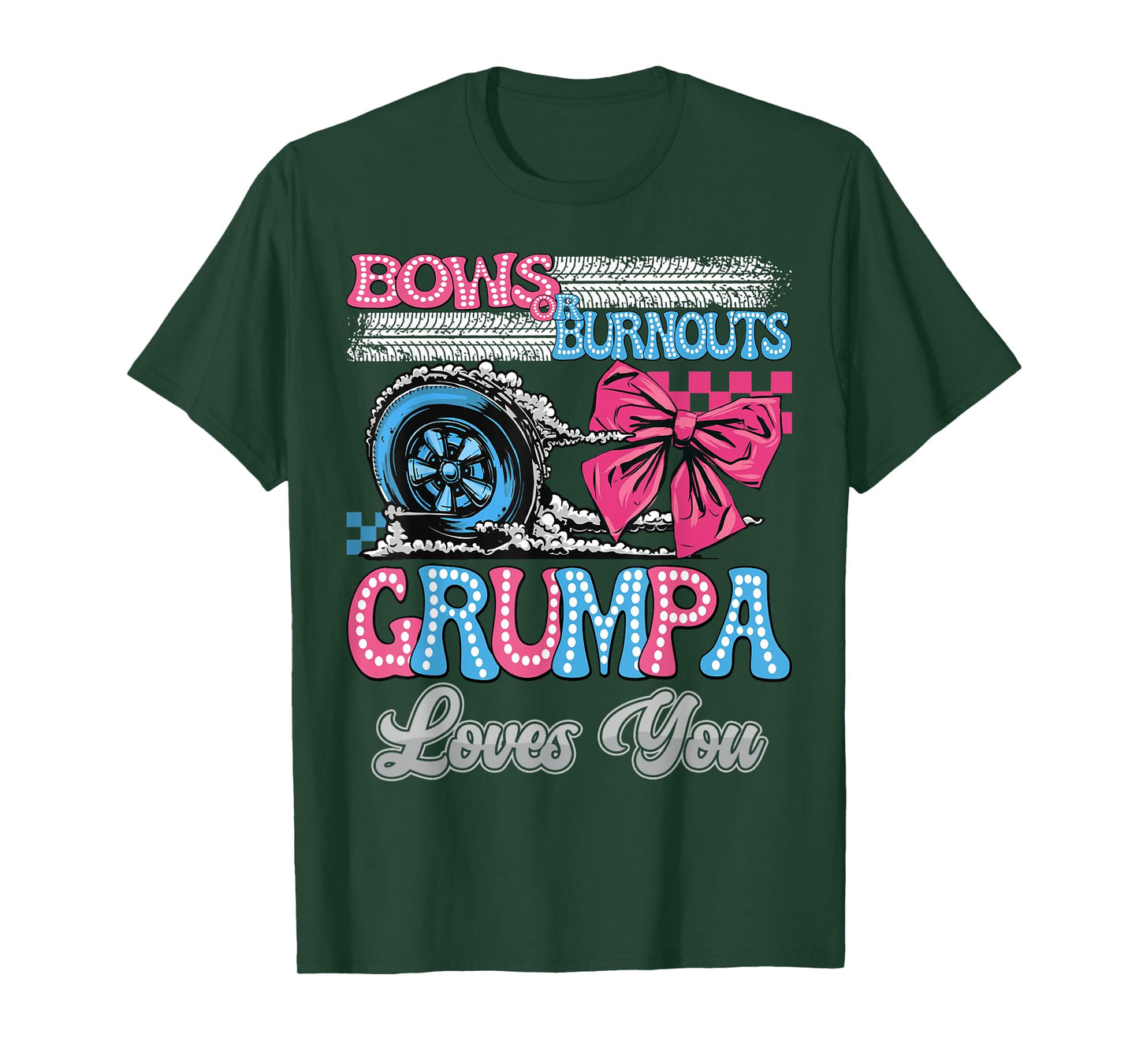 Burnouts or Bows Grumpa Loves You Gender Reveal Party T-Shirt
