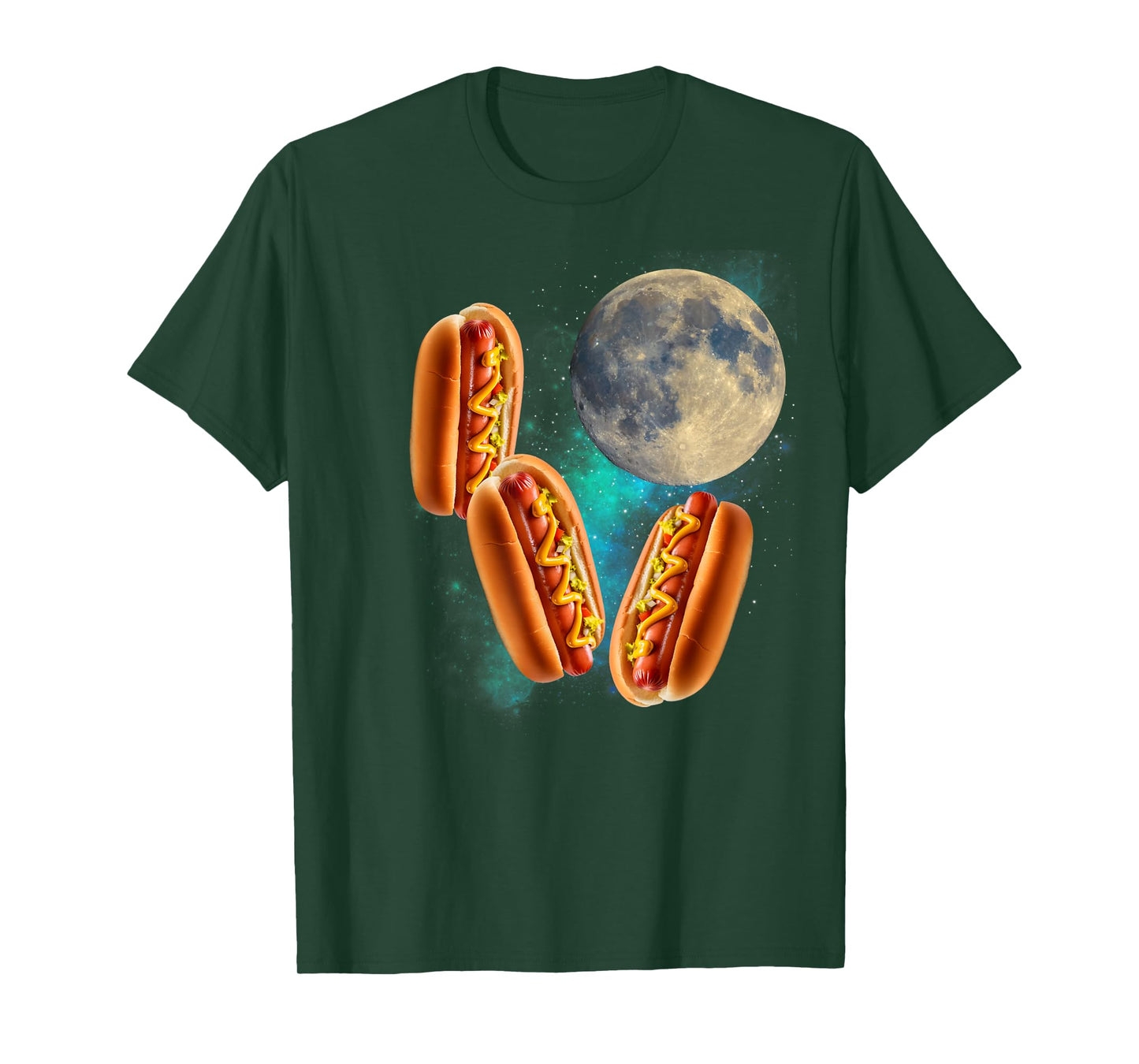 Three Hotdogs Moon Howling Funny 3 Hotdogs Howling At Moon T-Shirt