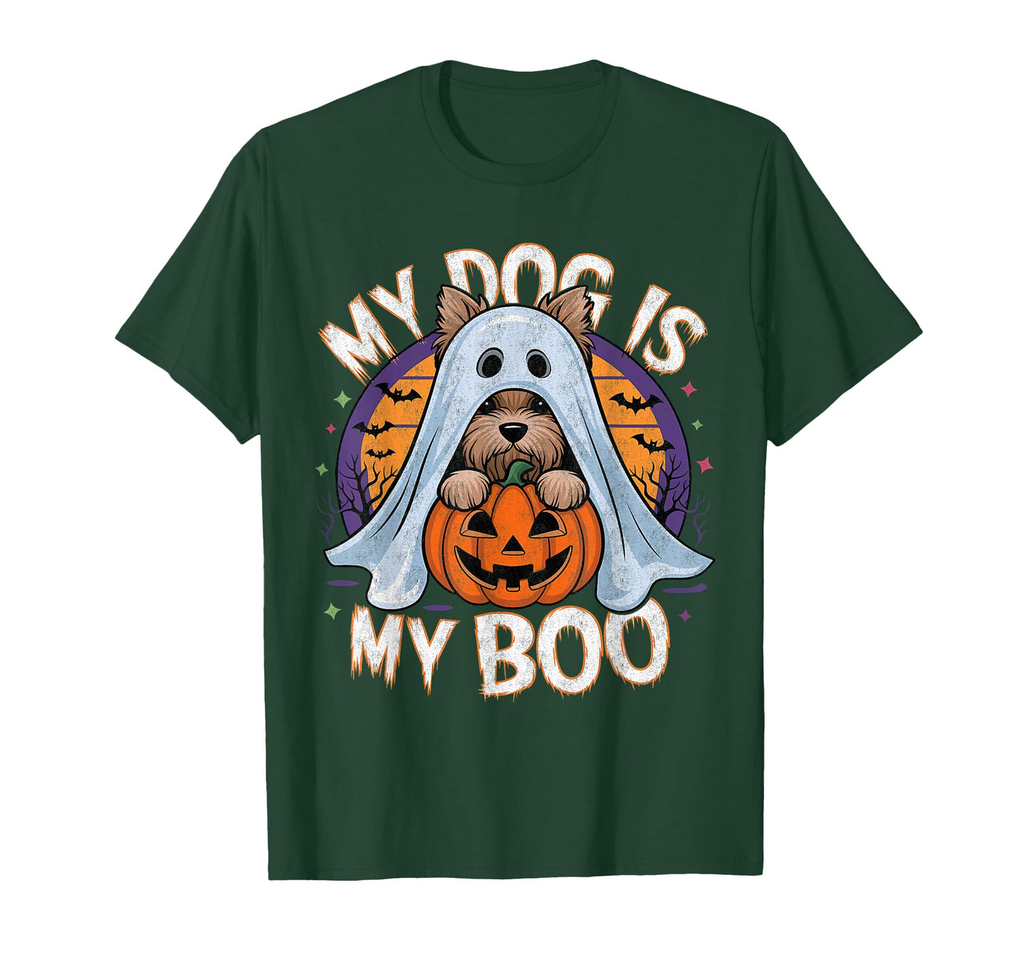Retro Vintage My Dog Is My Boo Halloween Ghost Dog Costume Men Women Kids T-Shirt