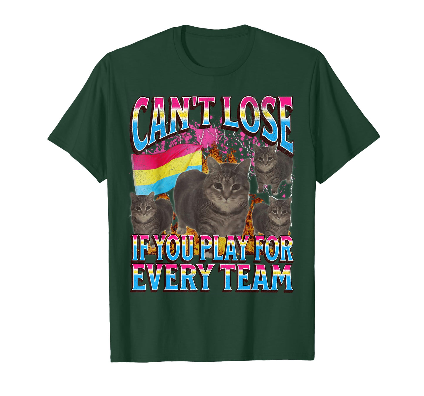 Can't Lose Funny Pansexual Lgbtq Cat Meme Bootleg Graphic T-Shirt