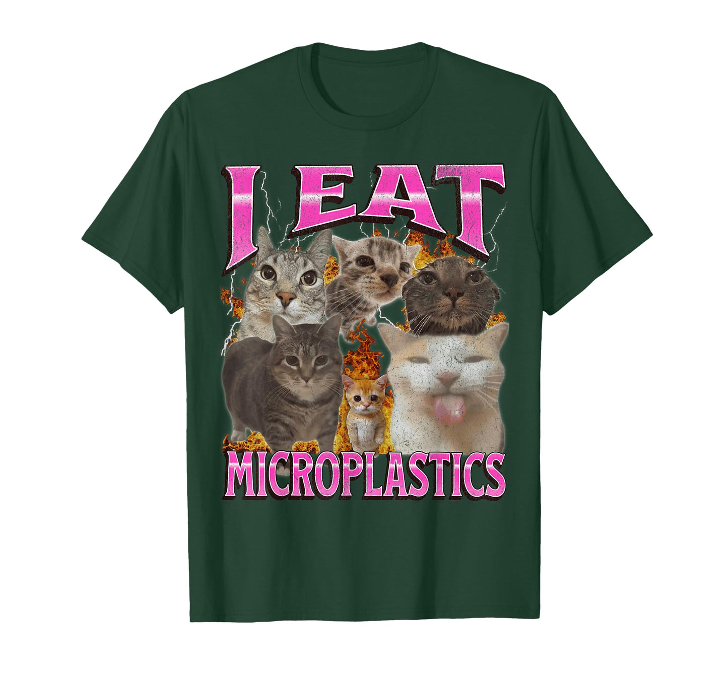 I Eat Microplastics Funny Cat Meme Bootleg Graphic Men Women T-Shirt
