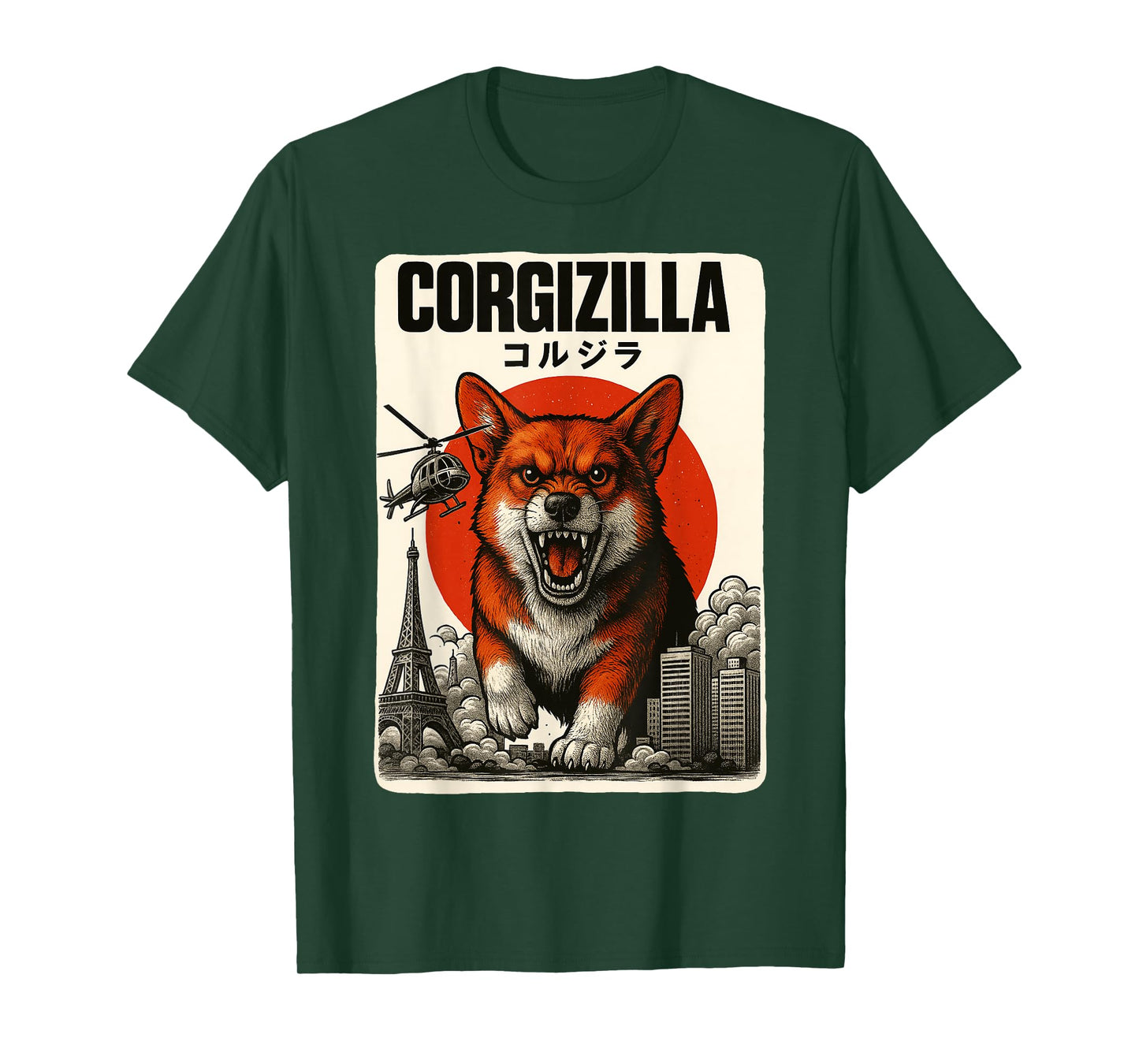 CorgiZilla Japanese Art Cute Corgi Dog Gifts For Mom Dad Kid T-Shirt