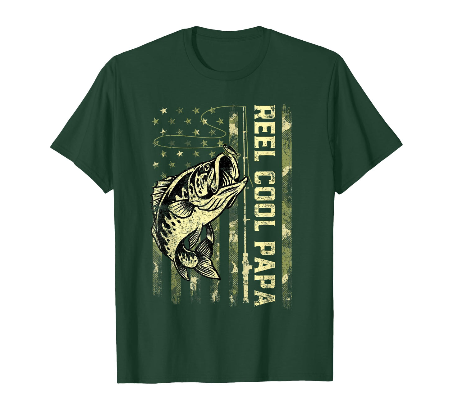 Reel Cool Papa Fisherman Camouflage Father's Day T-Shirt