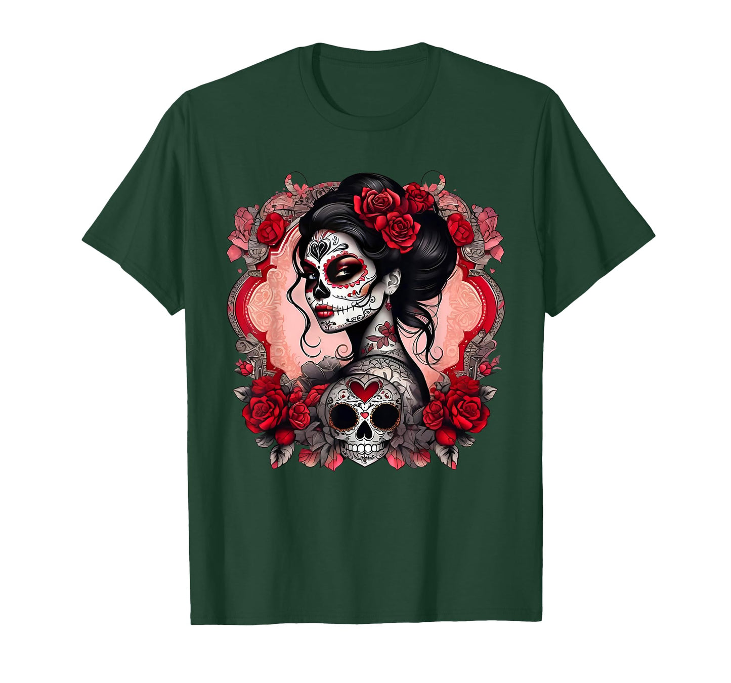 Sugar Skull Women De Los Muertos La Catrina Day Of The Dead T-Shirt