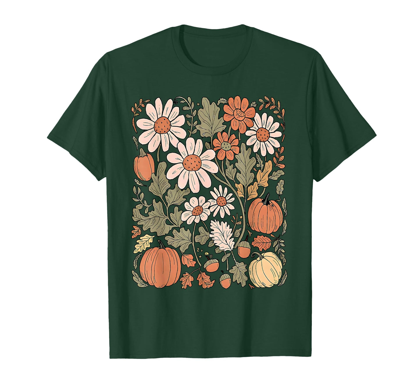 Wildflower Pumpkin Season Autumn Fall Leaves Thanksgiving T-Shirt