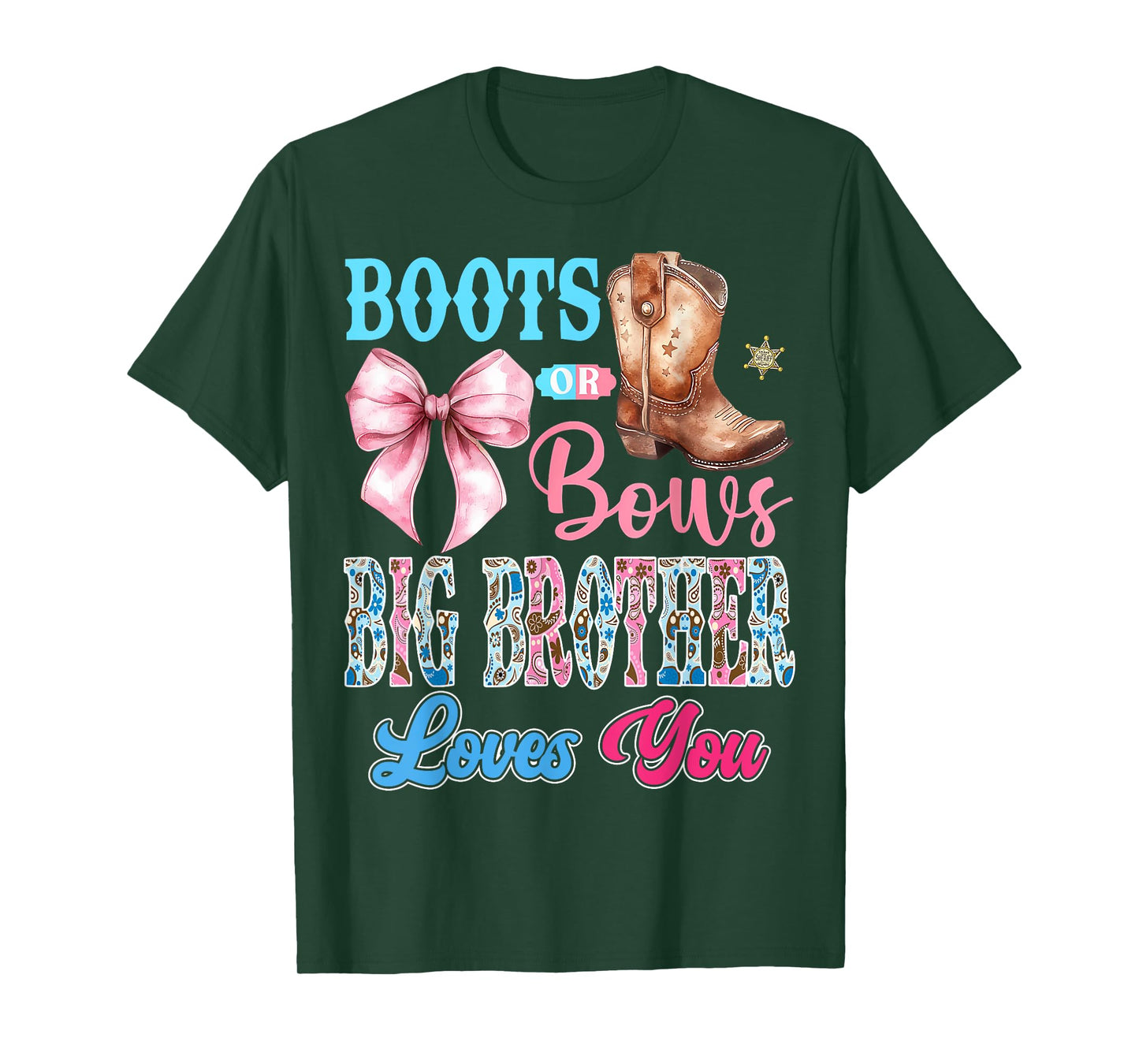 Boots or Bows Big Brother Loves You Gender Reveal Party T-Shirt