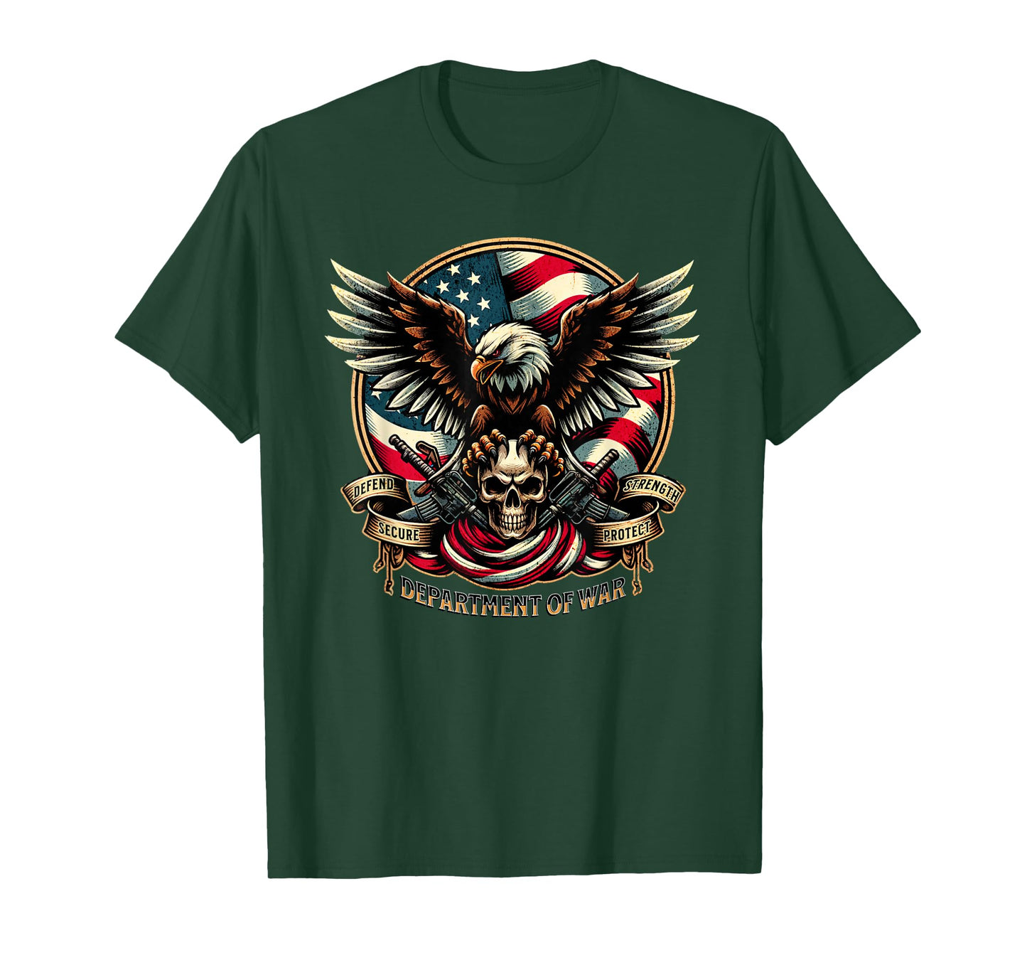 Department of War USA American Flag and Eagle Defend Protect T-Shirt