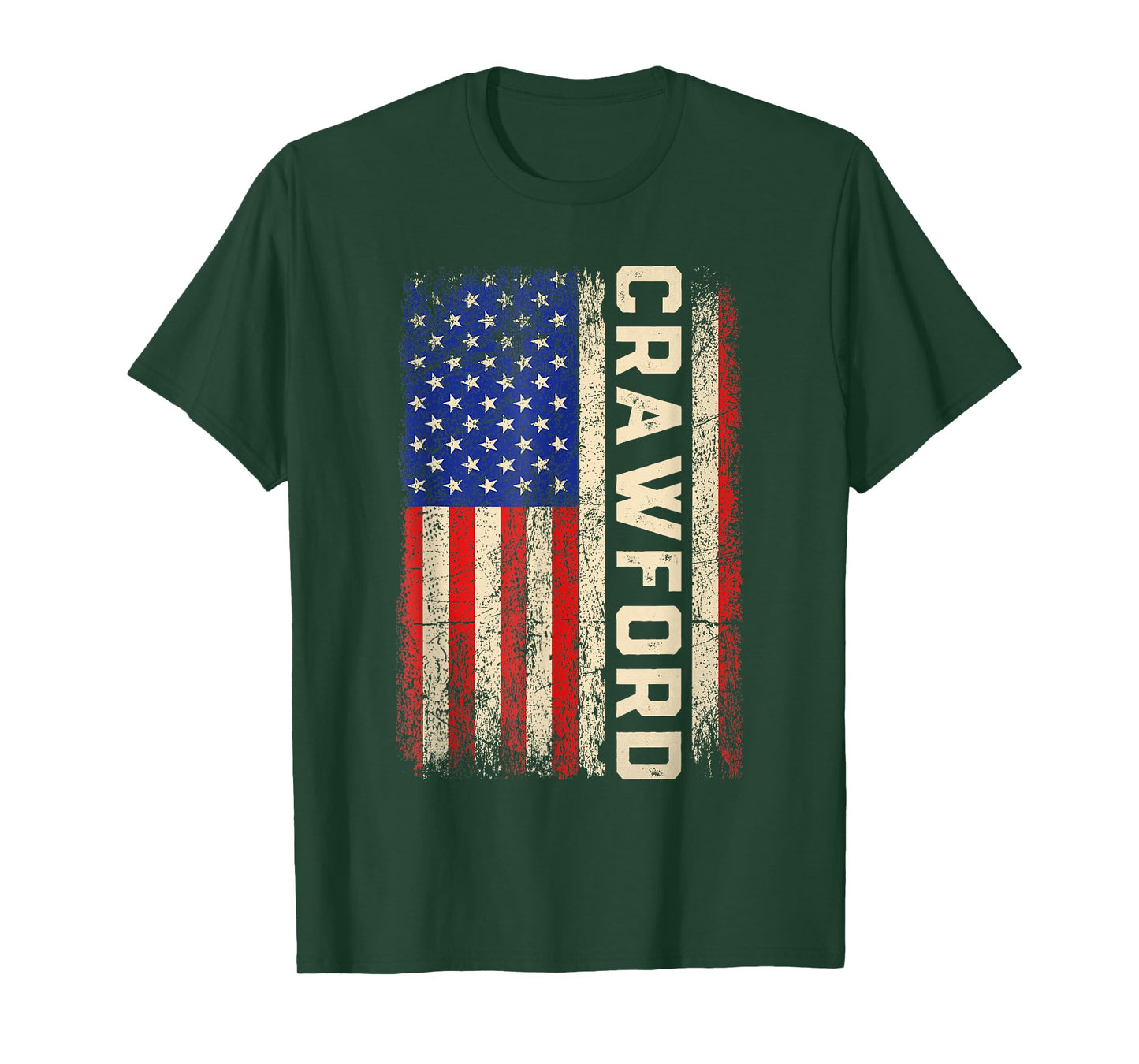 Crawford Last Name Shirt Crawford Name American Flag T-Shirt