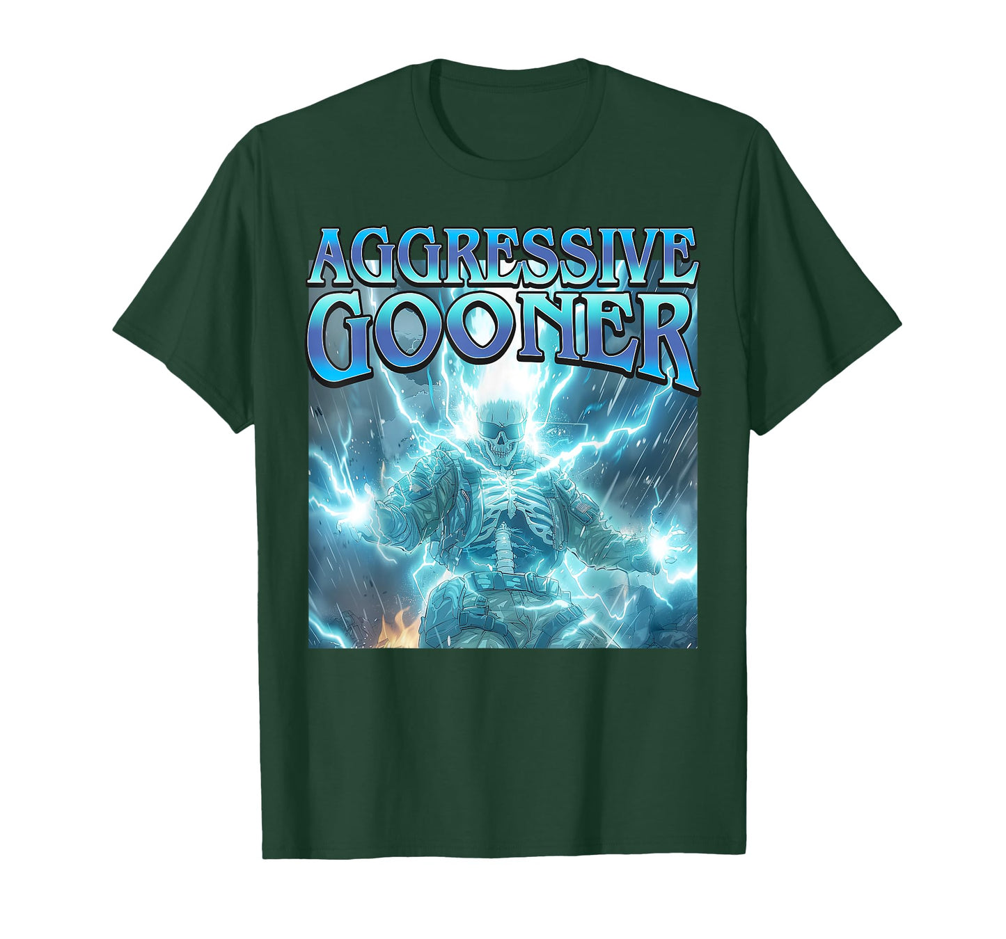 Aggressive Gooner - Funny Hard Lightning Skeleton Meme T-Shirt