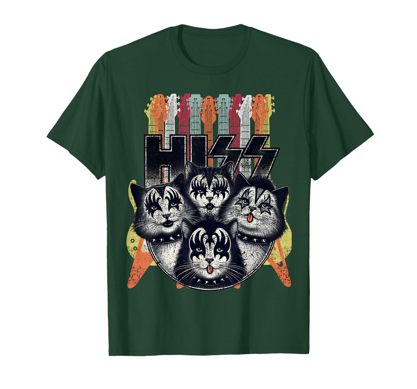 Hiss Funny Cats Kittens Parody Rock Rockin vintage retro cat T-Shirt for Men Women