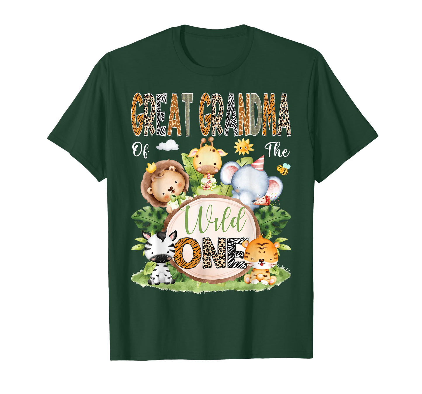 Great Grandma Of The Wild One 1St Birthday Kid Safari Jungle T-Shirt