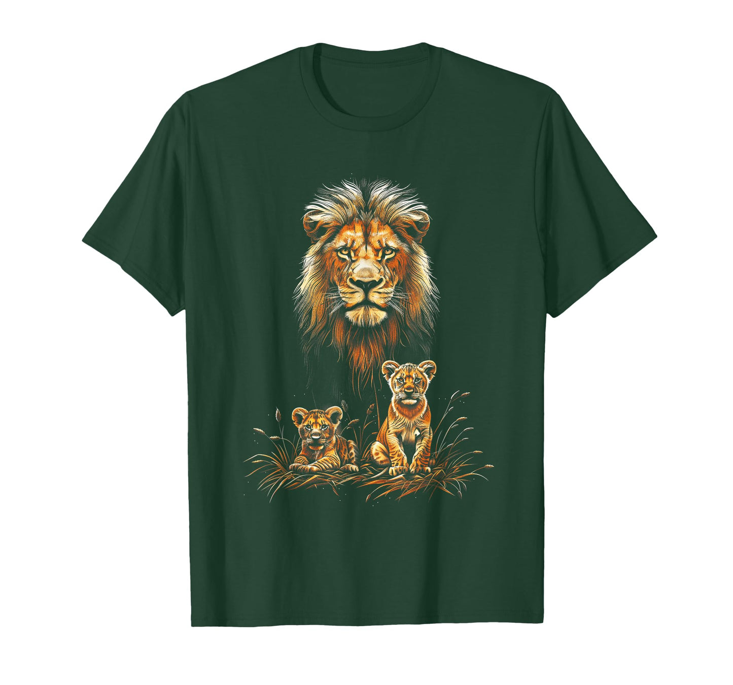 Lion Father Cubs Majestically Wildlife Jungle T-Shirt