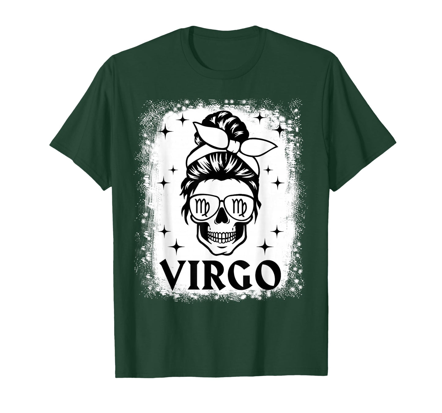Virgo Girl Woman Messy Bun Skull Gothic Zodiac Sign T-Shirt