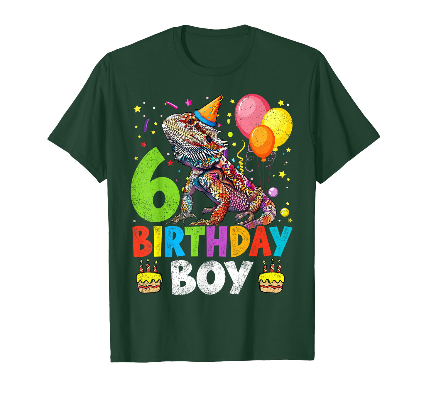 6th Birthday Boy Bearded Dragon 6 Years Old Bday Party T-Shirt