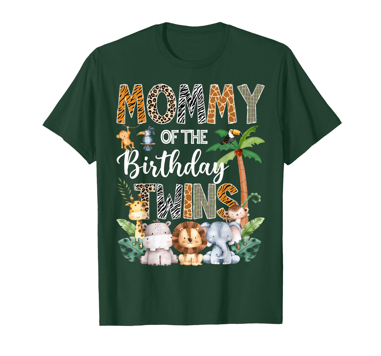 Mommy Of The Birthday Twins Safari Jungle Animal Lover T-Shirt