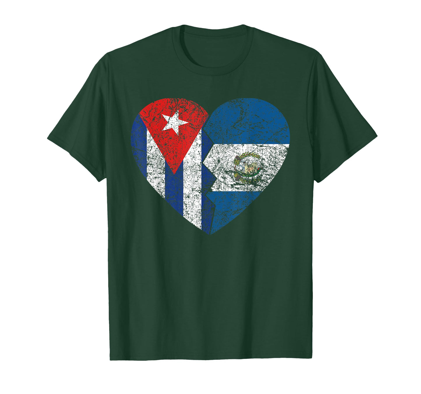 Guatemalan Cuban Flags Heart | Cuba Guatemala Roots Vintage T-Shirt