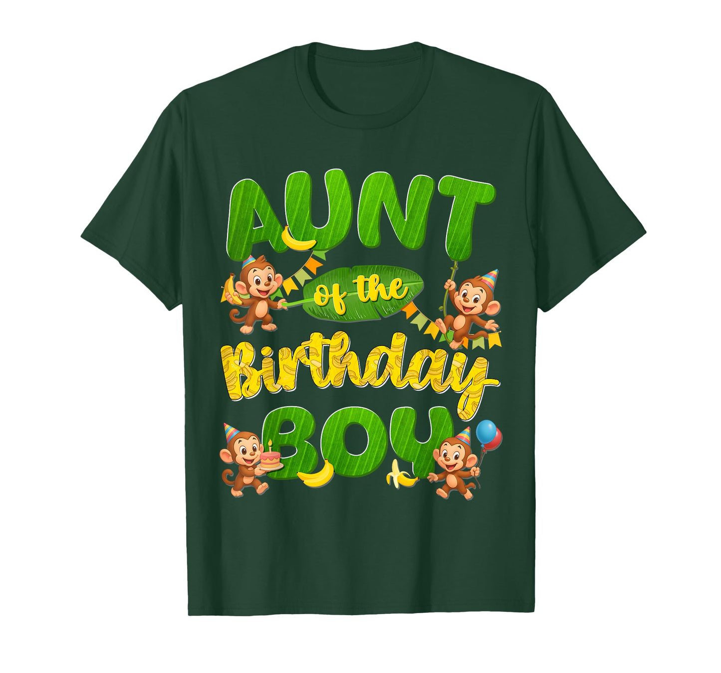 Aunt Of The Birthday Boy Monkey Family Matching Party T-Shirt
