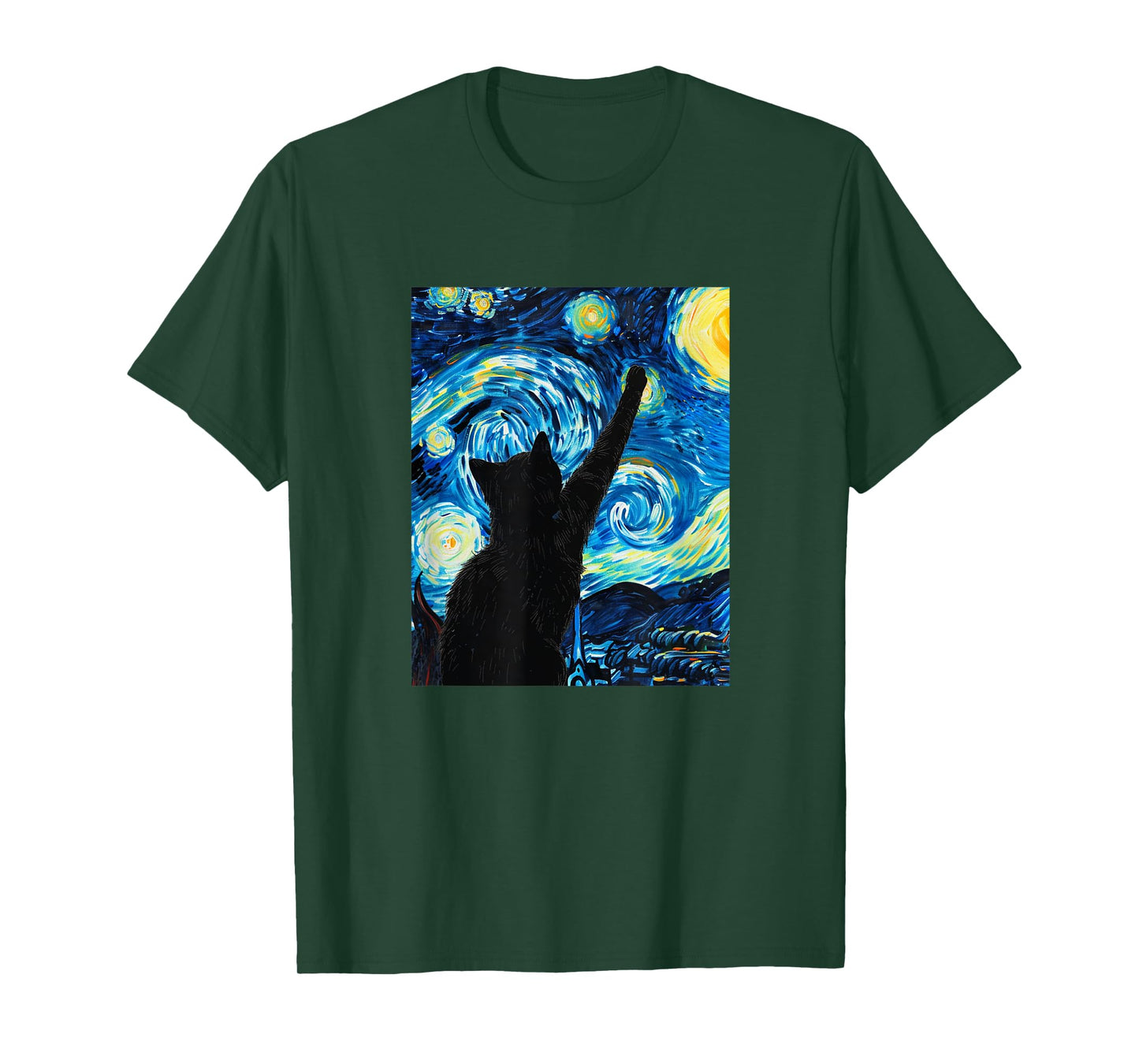 Van Gogh Starry Night Cat Lover Kitten T-Shirt for Men Women