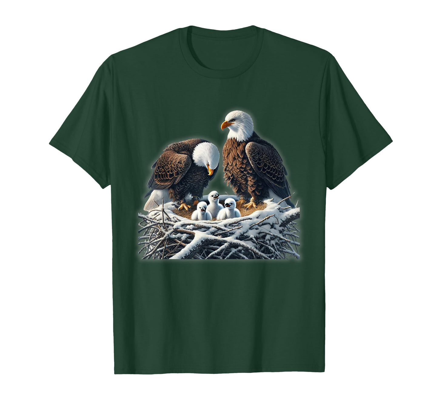Bald Eagle Dad Mom Three Eaglet Chicks Babies in the Nest T-Shirt