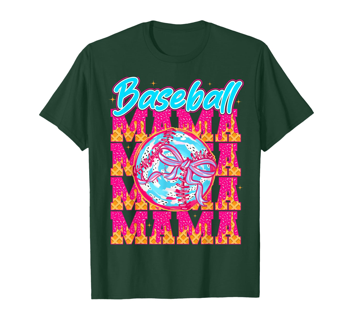 Baseball Drip Mama Ice Cream Drip Baseball Women Game Day T-Shirt