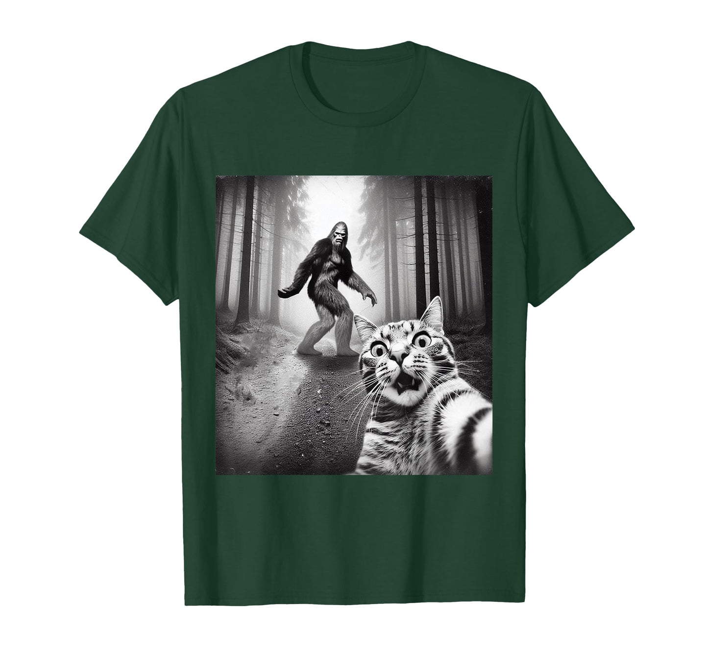 Funny Cat Selfie With Sasquatch Bigfoot T-Shirt