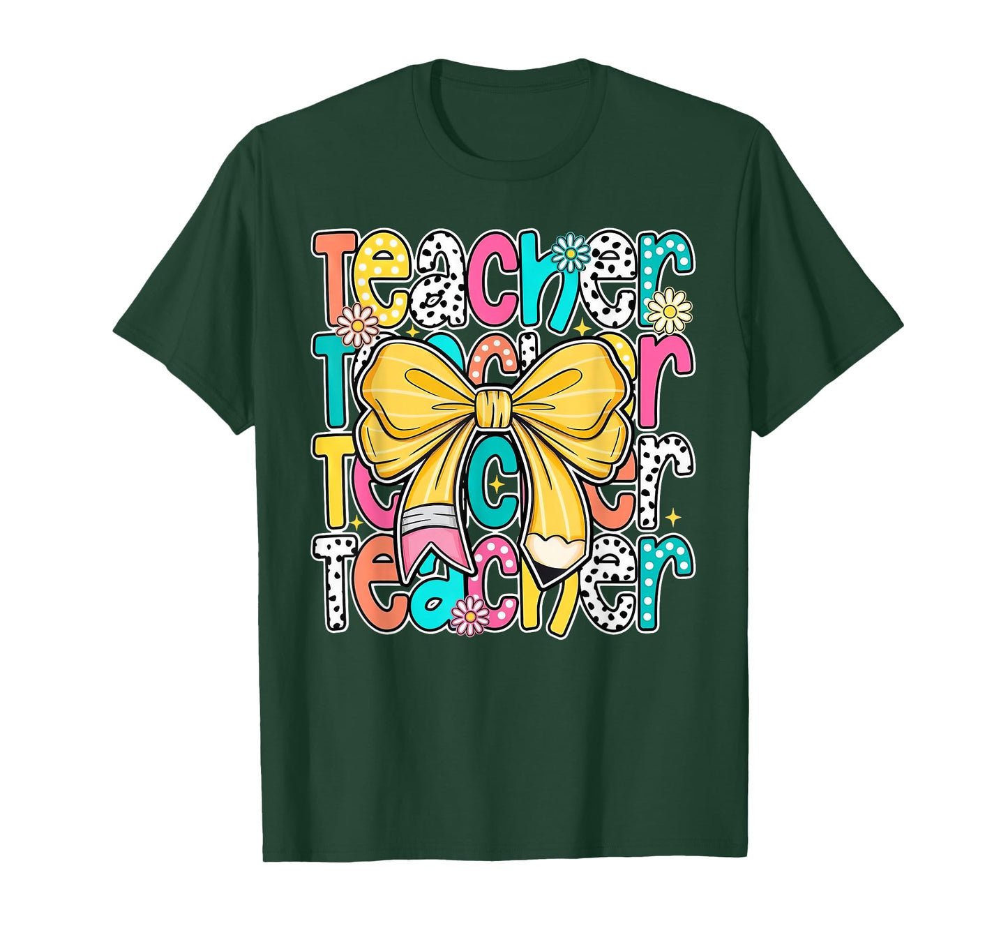 Teacher Pencil Coquette Bow Funny Back To School Teacher T-Shirt