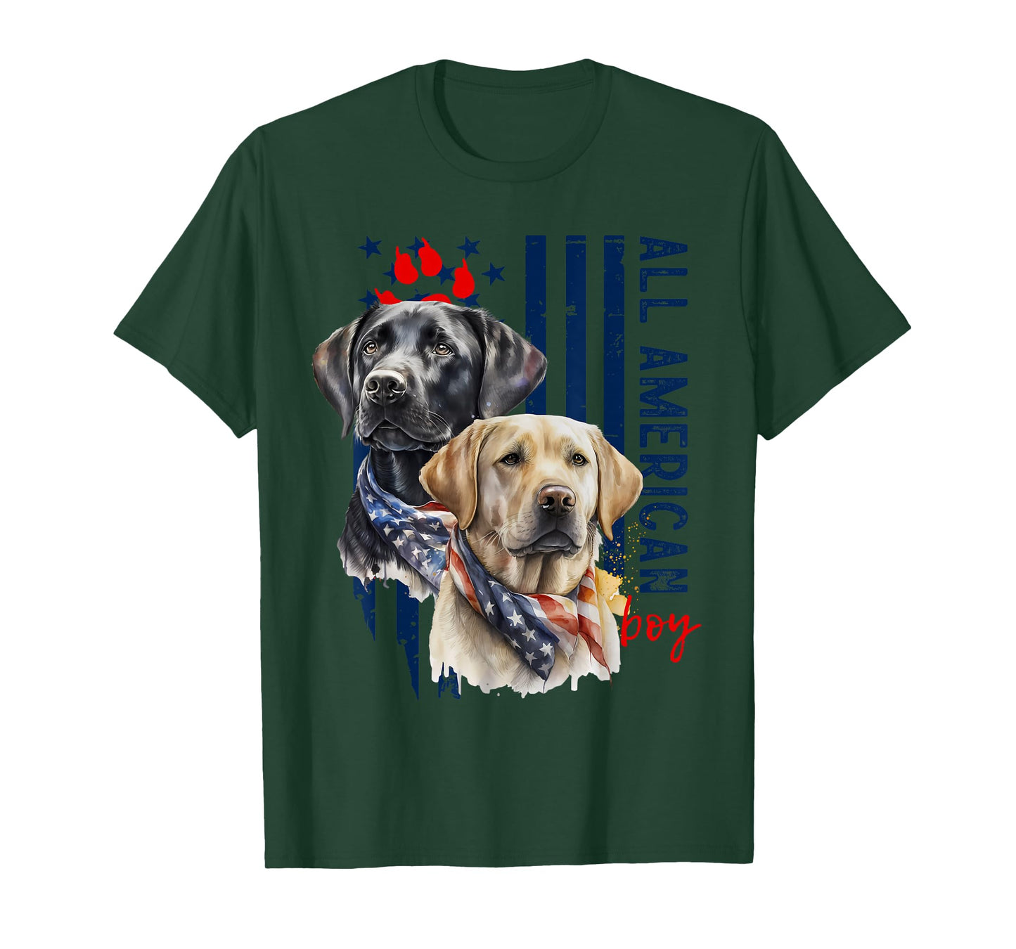 Patriotic USA Flag Labradors All American Boy US Lab Owner T-Shirt