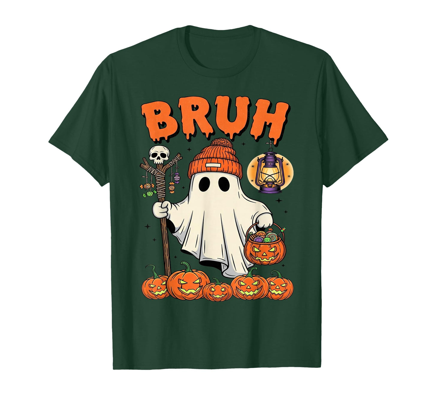 Bruh Ghost Halloween Cute Ghost Trick Or Treat Candy Kids T-Shirt