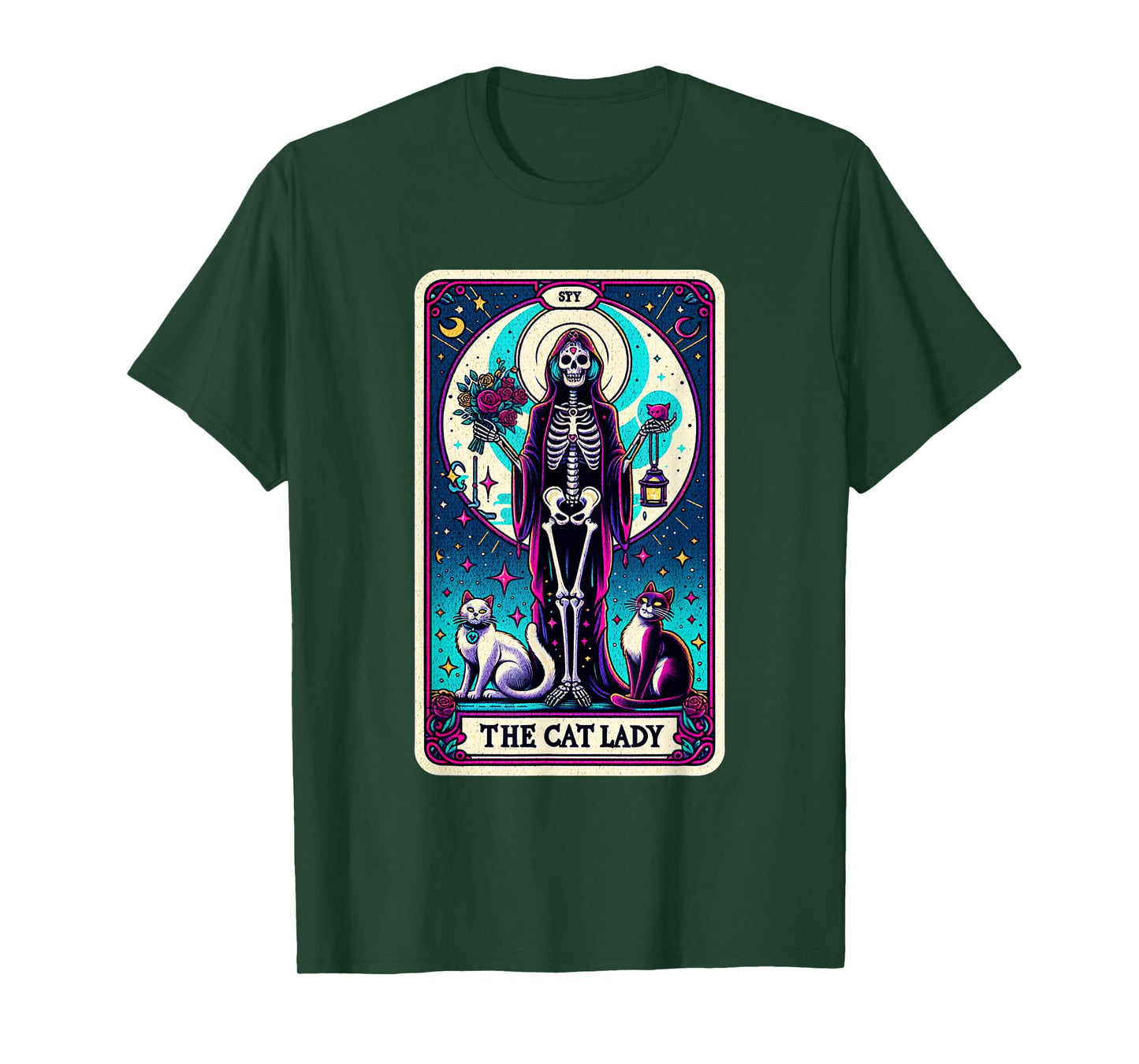 "The Cat Lady" Skeleton Tarot Card T-Shirt