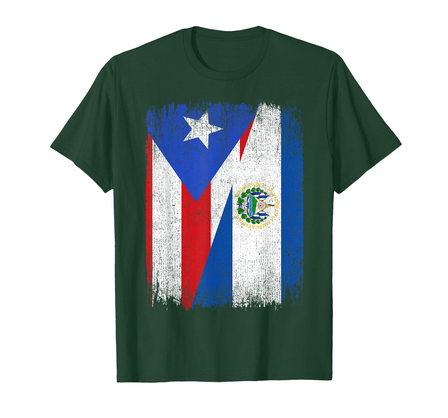 Half Puerto Rico El Salvador Flag Salvadoran Pride Roots T-Shirt
