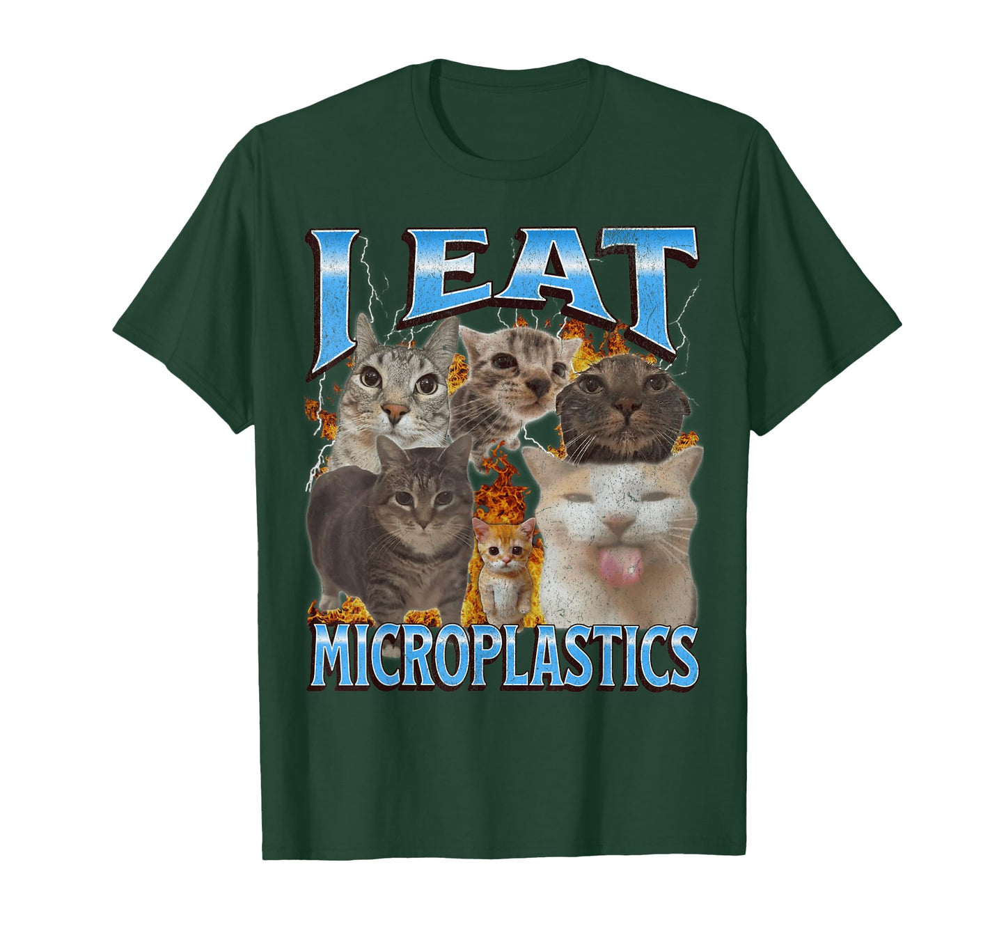 I Eat Microplastics Funny Cat Meme Bootleg Graphic T-Shirt for Men Women