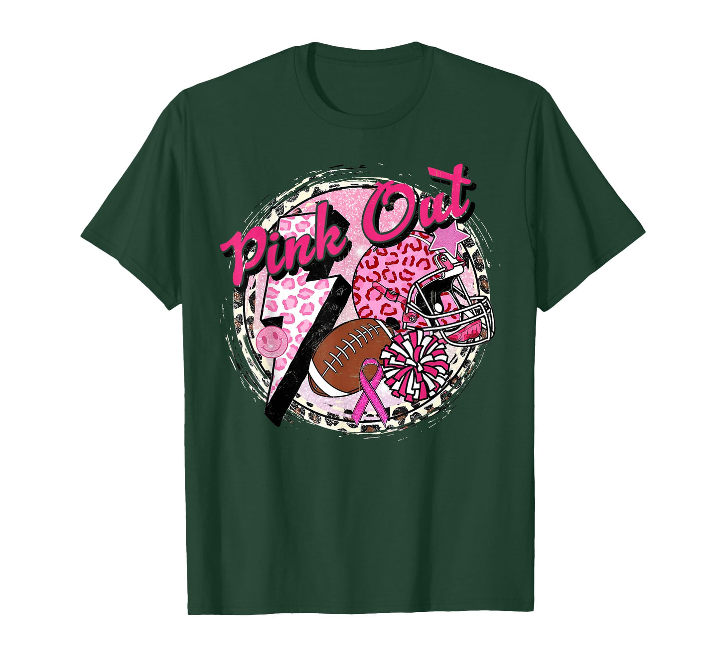 Pink Out American Football Warrior Breast Cancer Awareness T-Shirt