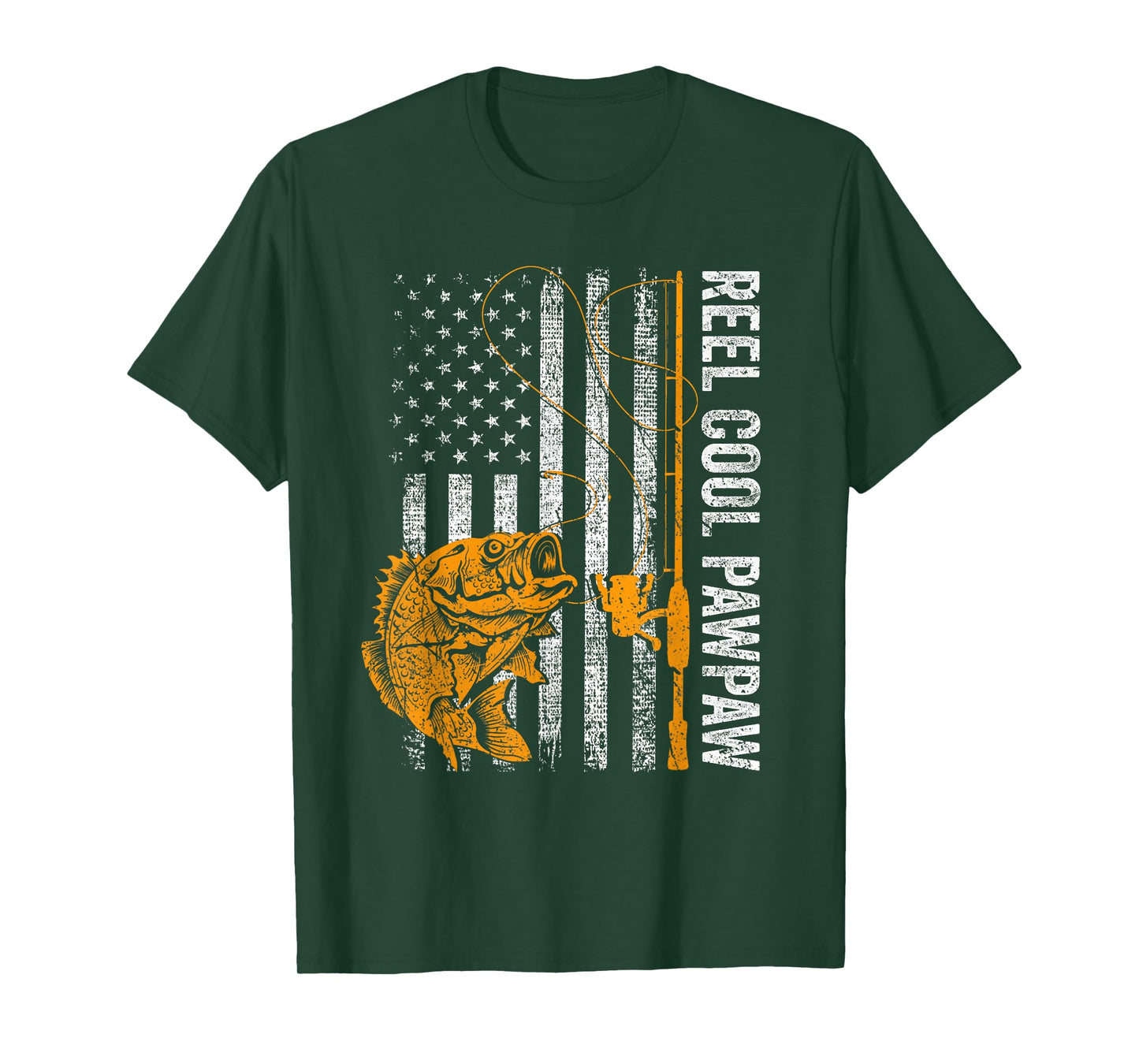 Reel Cool Pawpaw American Flag Fishing Fathers Day T-Shirt