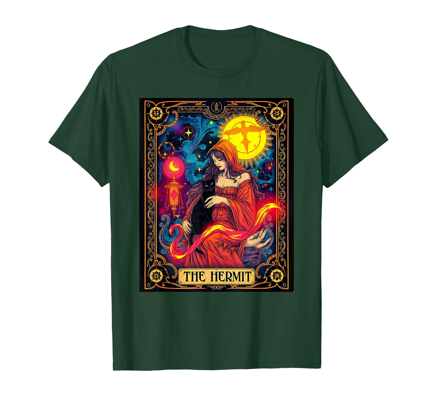 "The Hermit" Tarot Card Witchcore Cat Design T-Shirt