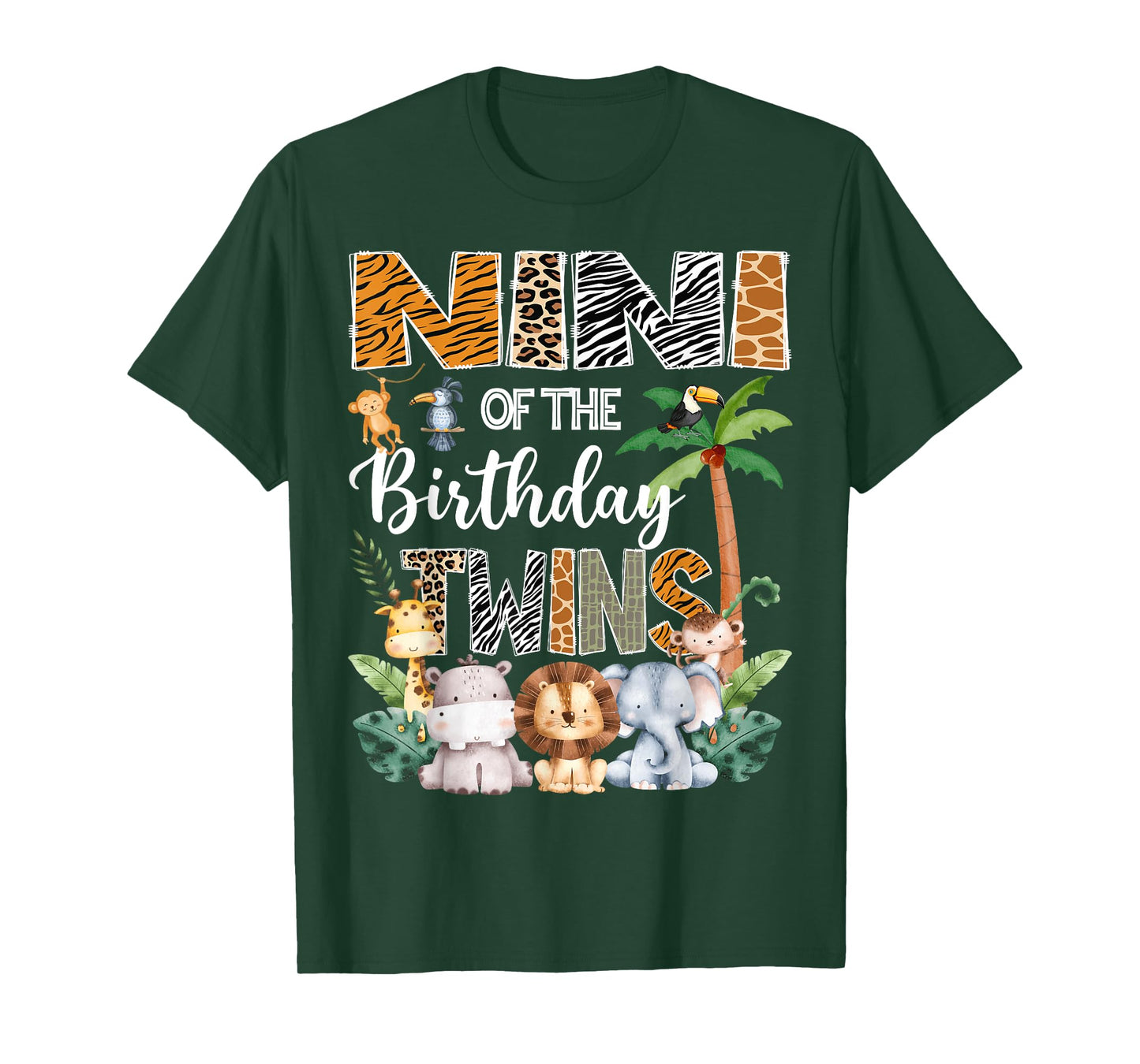 Nini Of The Birthday Twins Safari Jungle Animal Lover T-Shirt