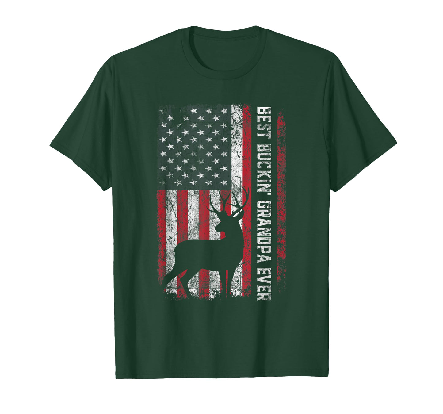 USA Flag Best Buckin Grandpa Ever Deer Hunting Fathers Day Men T-Shirt