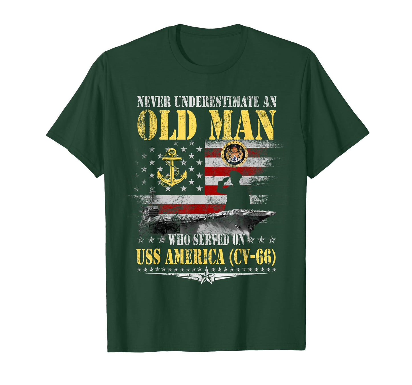 USS America CV-66 Veteran Patriotic Dad Papa Grandpa Old Man T-Shirt