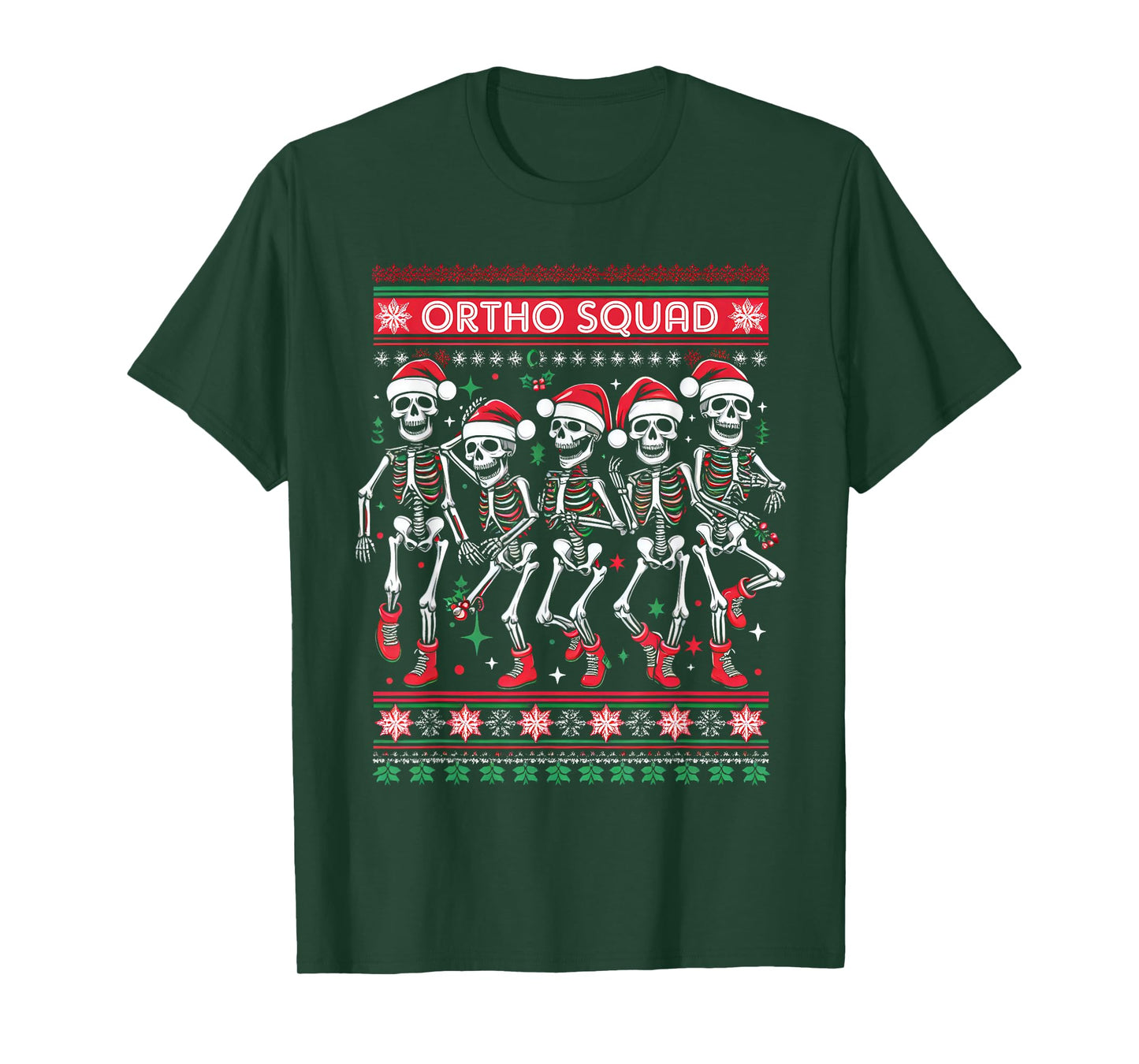 Funny Ortho Squad Christmas Three Santa Skeletons Proud Job T-Shirt