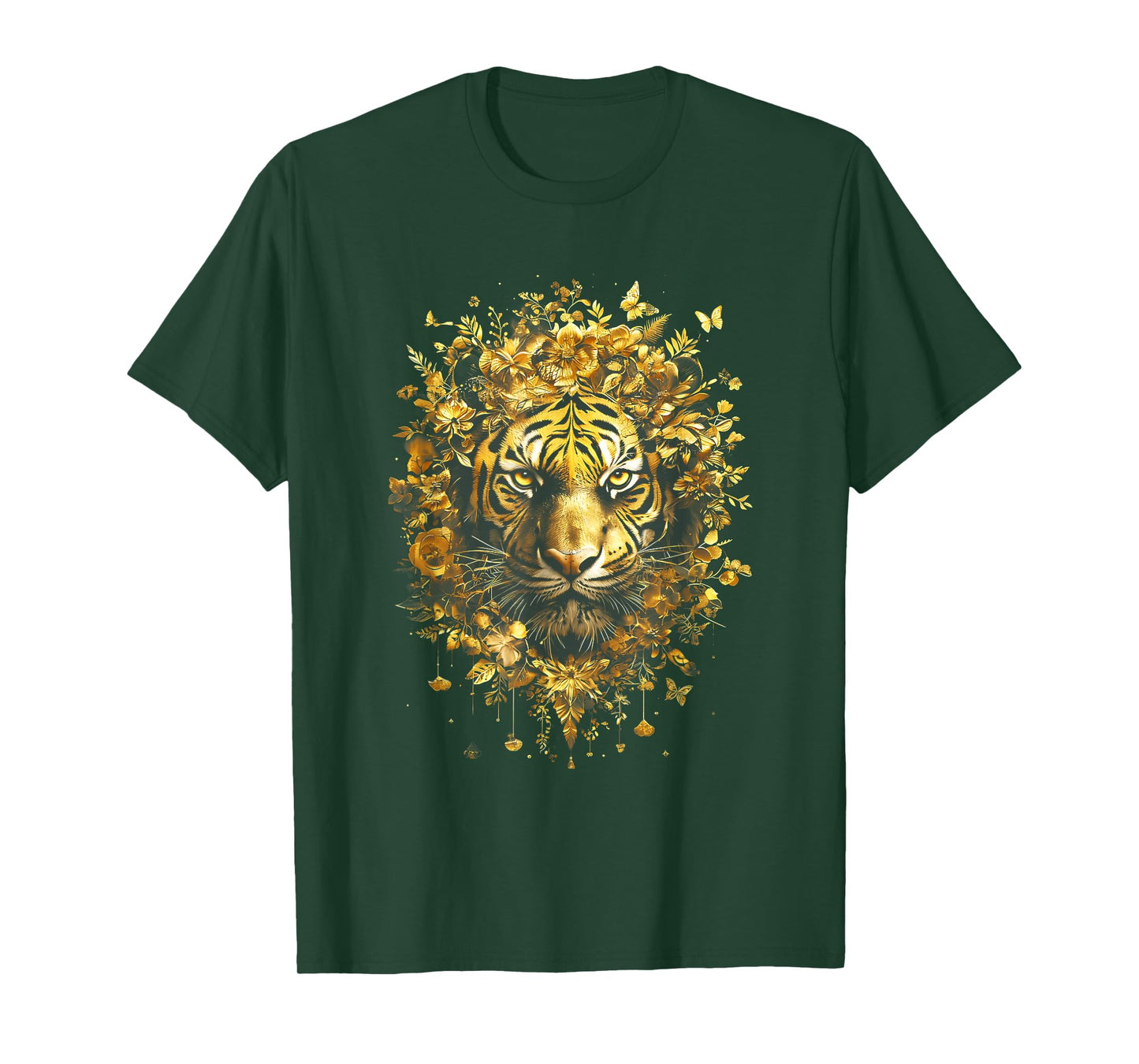 Black n Gold Striped Tiger Portrait Wildlife Animal T-Shirt