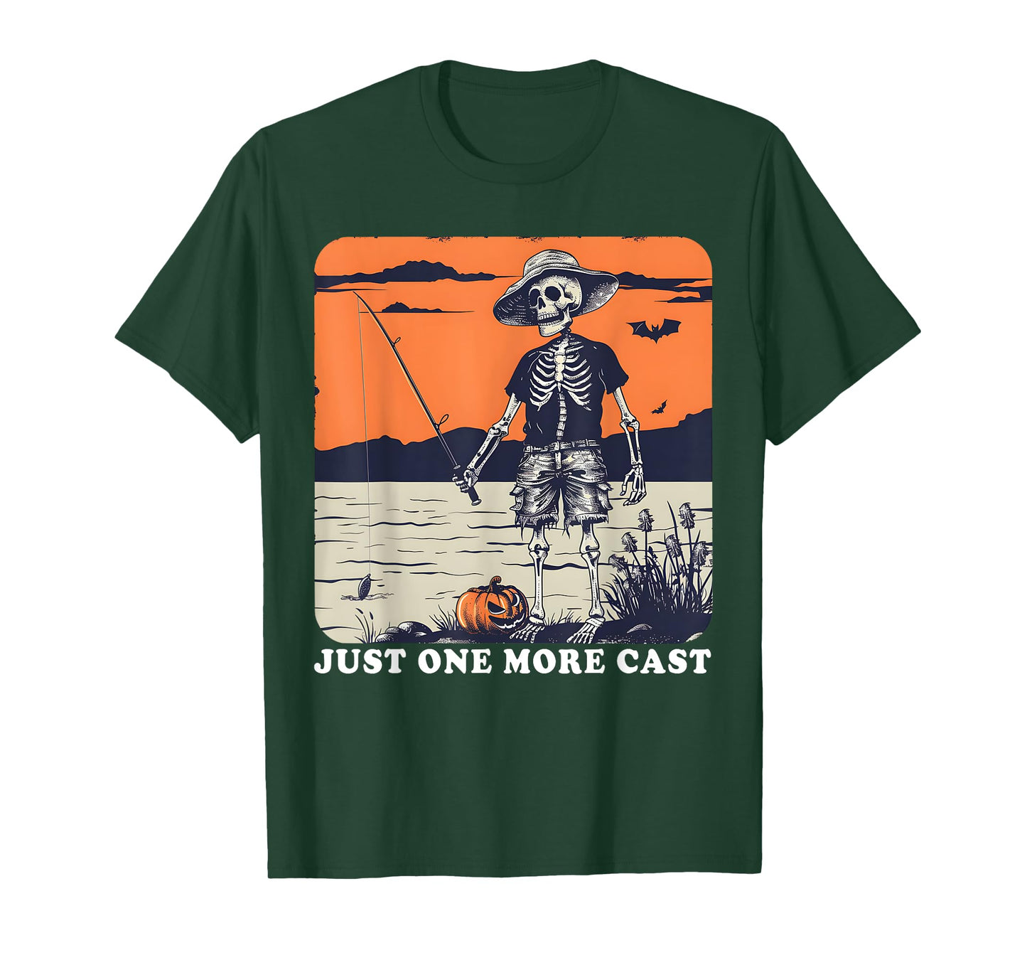 Funny Skeleton Fishing Tee Just One More Cast Quote T-Shirt