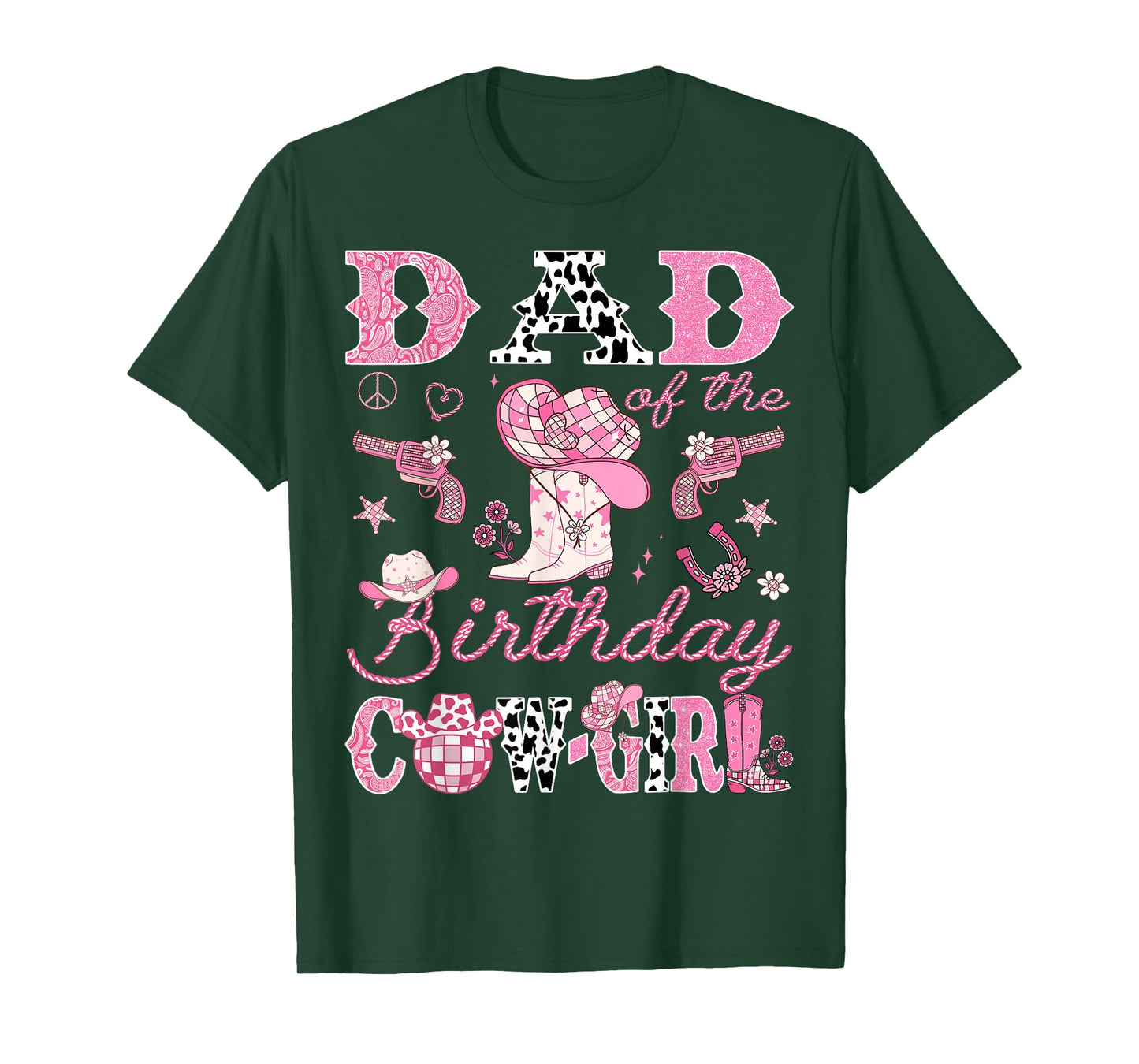 Dad Of The Birthday CowGirl Pink Disco Rodeo Dad T-Shirt
