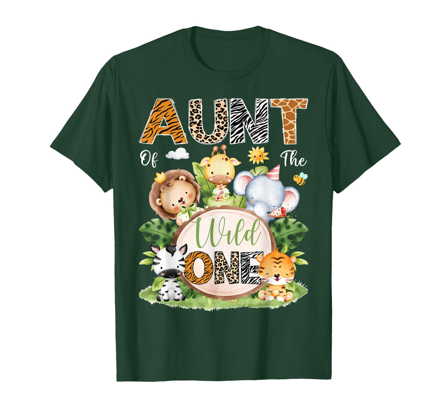 Aunt Of The Wild One 1St Birthday Kids Safari Jungle T-Shirt