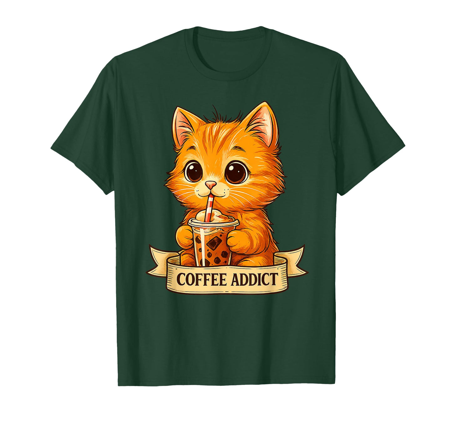 Cute Cat Drink Coffee Funny Kitten Gifts for Men Women Kid T-Shirt